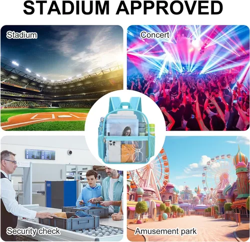 Vista 7 de Mochila transparente USPECLARE aprobada para estadio 12×6×12, Bolso transparente resistente al agua para eventos de estadio, conciertos, trabajo