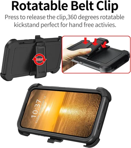 Vista 2 de Funda para Moto G Stylus 5G 2023 con funda de clip para cinturón y soporte, resistente de doble capa, resistente a prueba de golpes, para Motorola