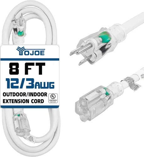 Vista 24 de YOJOE Extensión de cable para interiores y exteriores con extremo iluminado, cable resistente de 3 puntas 15A a prueba de inclemencias del tiempo