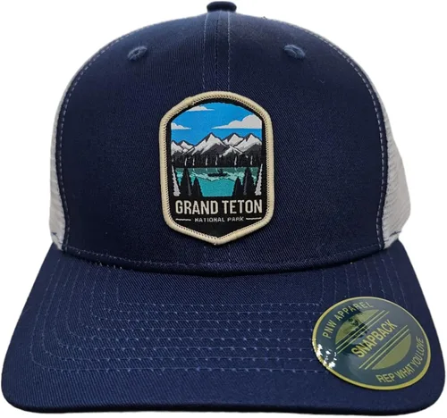 Vista 2 de Grand Teton - Sombrero de camionero con parche tejido en el Parque Nacional, talla única