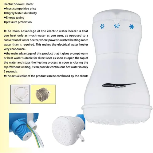 Vista 4 de Calentador de agua instantáneo 5400W 110V Calentador de ducha eléctrico Grifo caliente instantáneo Calentador de agua de baño Calentador de agua
