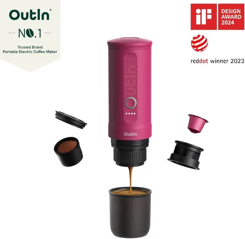 Vista 4 de OutIn Máquina de café espresso eléctrica portátil Nano con bolsa de transporte