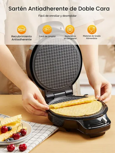Vista 5 de FOHERE Máquina para hacer conos de gofres y fabricar tazones de helado con control de temperatura, tazón de gofre antiadherente de doble cara