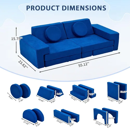 Vista 3 de Karl home Sofá para Niños de 14 Piezas, Sofá de Juego Modular para Niños, Sofá de Espuma Multifuncional para Niños Pequeños, Escalada y Relajación