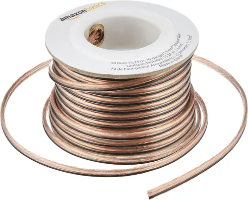 Vista 3 de Amazon Basics Cable de cable de altavoz de calibre 16, marca de polaridad, 50 pies, transparente