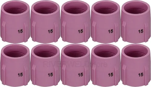 Vista 9 de RIVERWELD TIG - Boquilla de alúmina con lente de gas, vasos de cerámica Jumbo de gran diámetro 53N87 12# 3/4 pulgadas 53N88 5/8 pulgadas #10 53N89