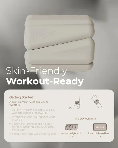 Vista 8 de Peso para Pilates Pesas ajustables para muñeca y tobillo para mujeres Brazaletes con peso 1 libra/ 2 libras cada una (Juego de 2) Juego de 2
