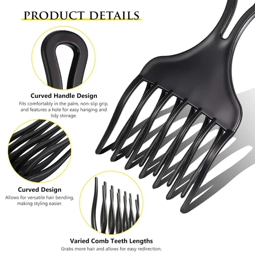 Vista 4 de Juego de 2 piezas de peine afro – Desenredador de doble puño grande y pequeño para pelucas, trenzas y herramienta de peinado para hombres y mujeres