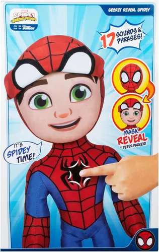 Vista 5 de Marvel Spidey and His Amazing Friends - Cuenta con revelación de héroe secreto de Spidey de peluche - Peluche de 12 pulgadas con sonidos - Juguetes