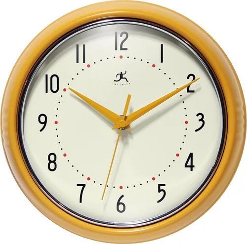 Vista 19 de Infinity Instruments Reloj de pared retro, reloj cuadrado de 9 pulgadas, silencioso sin tictac, moderno de mediados de siglo, reloj de cocina, reloj