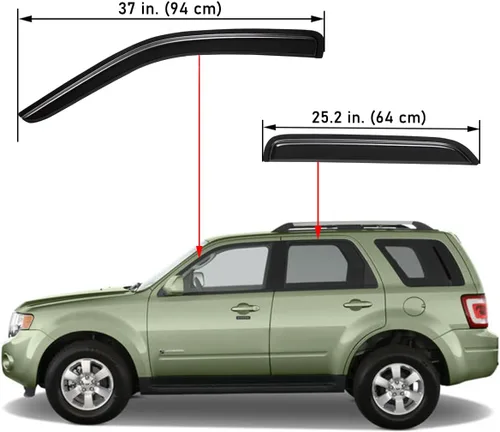 Vista 2 de Lightronic Visera de ventana de ventilación con cinta extraduradera, compatible con Ford Escape 2001-2012 (híbrido 2005-2012), Mazda Tribute