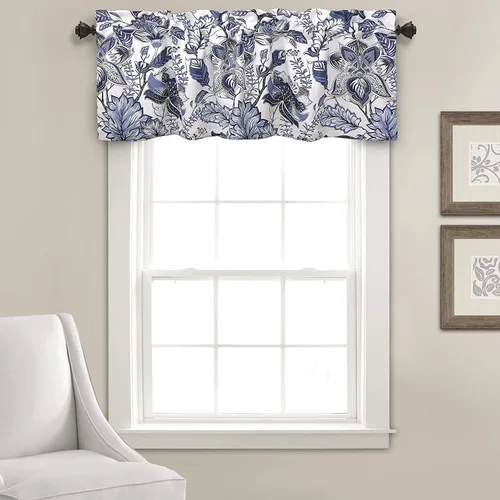 Vista 10 de Lush Decor, Blue Cynthia - Juego de cortinas de oscurecimiento jacobeas para sala, comedor, dormitorio, 108 pulgadas de largo, par de paneles Azul