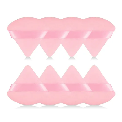 Vista 12 de 8 piezas de esponjas triangulares para polvo de maquillaje, hechas de terciopelo súper suave, diseñadas para contornear, ojos y esquinas, contenedor