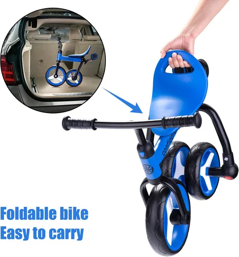 Vista 7 de YGJT Triciclo 4 en 1 para niños pequeños de 2 a 5 años, triciclos plegables para niños pequeños con asiento ajustable y pedal extraíble, juguetes