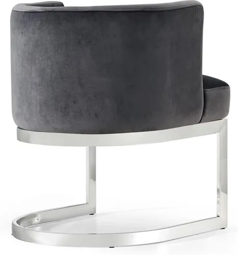 Vista 5 de Home Square Juego de 2 sillas de comedor tapizadas de terciopelo con base de metal plateado en forma de U en color gris