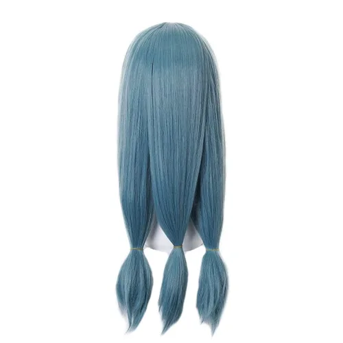 Vista 4 de Aadesso Peluca de cosplay de anime Jujutsu Kaisen Mahito larga recta azul lago peluca de pelo sintético para fiestas de Navidad para hombres y niños