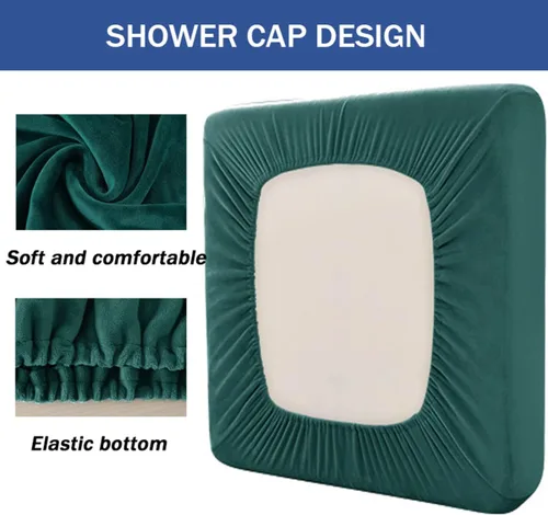 Vista 3 de Fundas de cojín de terciopelo, funda de cojín elástica para sofá, fundas de cojín individuales para silla, sofá biplaza, protector de muebles, Beige