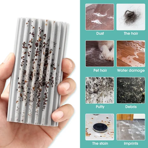 Vista 2 de Paquete de 6 esponjas de polvo húmedo, esponja de limpieza de polvo gris, herramienta de esponja de limpieza reutilizable para el hogar