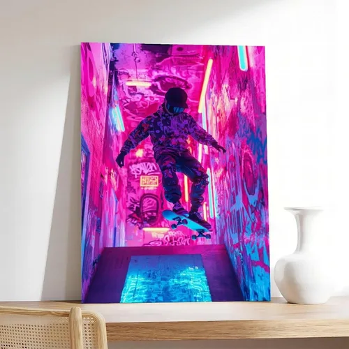 Vista 7 de Retro Cyber Skater Wall Art – Y2K Punk Poster for Cool Teen Room Decor & Gamers Poster Print Decorative Painting Canvas Wall Art Living Room Posters
