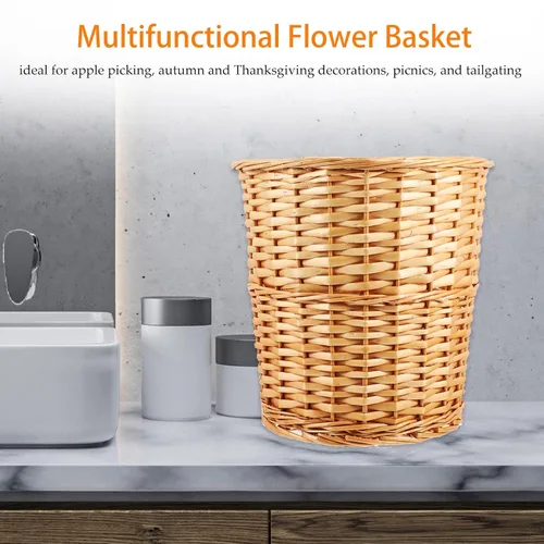 Vista 3 de PRETYZOOM Cesta de almacenamiento tejida moderna para arreglos florales, papelera decorativa para dormitorio, sala de estar