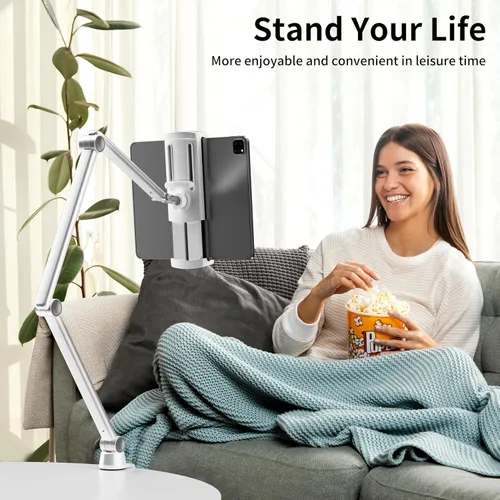 Vista 6 de LULULOOK Soporte para iPad, soporte de aleación de aluminio, ajustable para escritorio, compatible con iPad Pro 12.9, Mini, Galaxy Tabs, iPhone 16