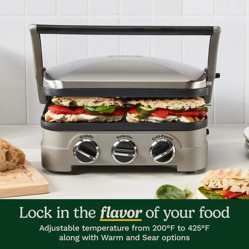 Vista 5 de Cuisinart Panini - Plancha 5 en 1 de 1500 W, apta para lavavajillas