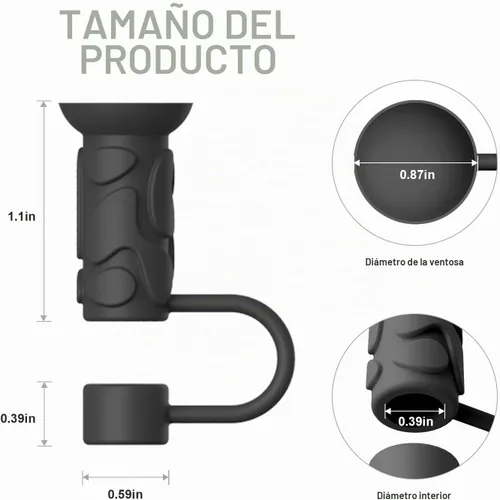 Vista 2 de YOTIME Tapas de silicona para popotes, 6 piezas reutilizables de 0.39 pulgadas/10mm con ventosa para Stanley Cup 40 30 oz, color negro