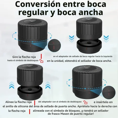 Vista 5 de Kit de sellado al vacío eléctrico de tarros Mason para tarros Mason de boca ancha y boca regular, máquina selladora al vacío para conservar