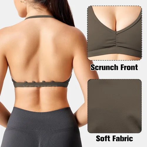 Vista 5 de YEOREO Sujetadores deportivos de entrenamiento para mujer con tirantes acolchados y espalda abierta, brasier de gimnasio ligero con tirantes