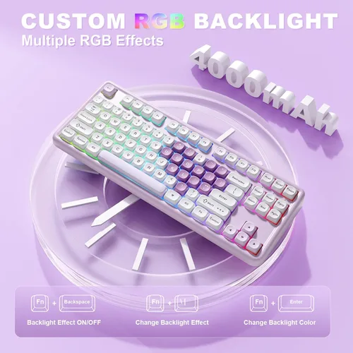Vista 7 de YUNZII B87 Wireless Mechanical Keyboard,QMK/VIA Programmable,TKL Layout 87 Keys,BT/2.4G/USB-C,Hot Swap Gasket Mount RGB Backlit Gaming with Wrist