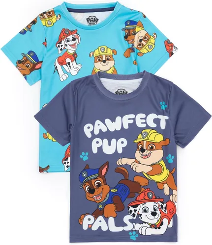 Vista 4 de Paw Patrol Paquete de 2 pijamas para niños pequeños Marshall Rubble Chase Rescue Pups, conjunto de camiseta y pantalones cortos
