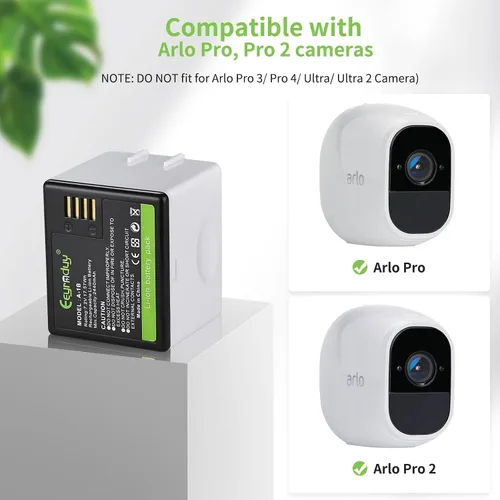 Vista 7 de A-1B Batería de repuesto para cámara Arlo Pro, Pro 2 VMA4400 2440mAh baterías recargables de iones de litio 7.2V/17.57Wh (paquete de 2)