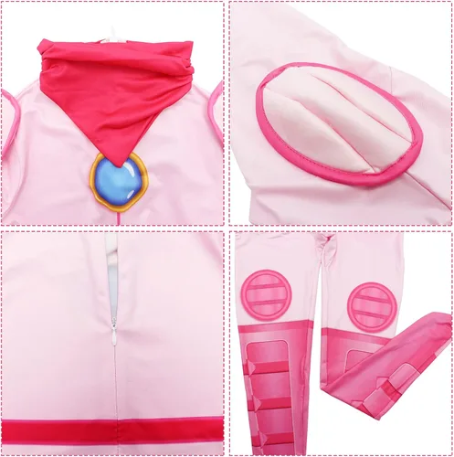 Vista 3 de Ratoher Super Brothers Princess Costume for Kids, Peach and Daisy Princess Cosplay Costume for Toddler Girls
