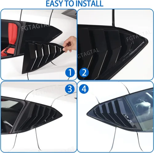 Vista 6 de Cubierta de persiana lateral trasera compatible con Chevrolet Corvette C8 2020-2025, cubierta de ribete de persianas de ventana trasera, accesorios