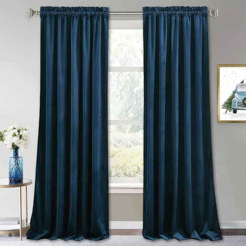 Vista 81 de RYB HOME Cortinas opacas de terciopelo para dormitorio, aislamiento térmico, privacidad, luz solar, bloqueo de calor, cortinas lujosas con bolsillo