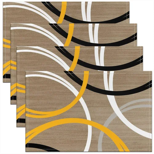 Vista 25 de Modern Circles - Juego de 4 manteles individuales de 12 x 18 pulgadas, patrón geométrico abstracto, decorativo, para niños, adolescentes y adultos