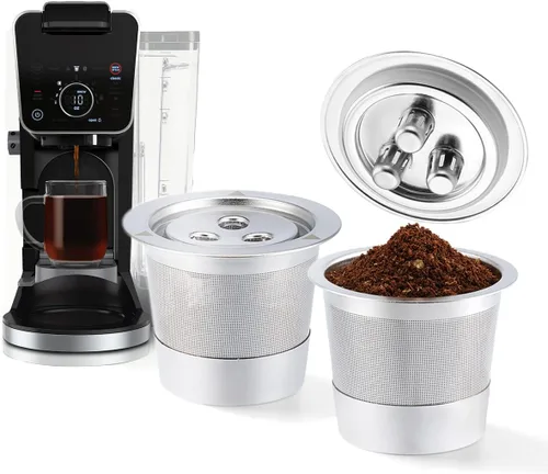 Vista 12 de Cápsulas Ninja K Cups reutilizables de acero inoxidable compatibles con la máquina Ninja CFP201 CFP301 Dual Brew Pro, cápsulas de café rellenables