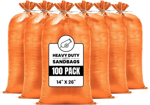 Vista 24 de Bolsas de arena resistentes para inundaciones, bolsas de arena vacías con cuerdas de amarre, protección UV 1600 horas, control de inundaciones, 14 x