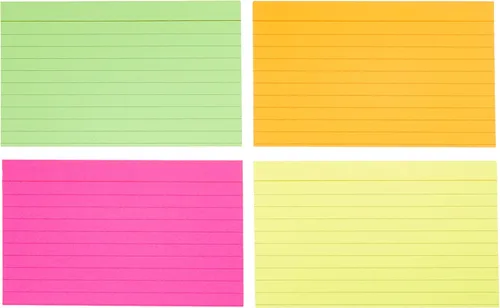Vista 3 de Amazon Basics Tarjetas de índice rayadas para estudiar y tomar notas, colores neón surtidos, 3 x 5 pulgadas, 300