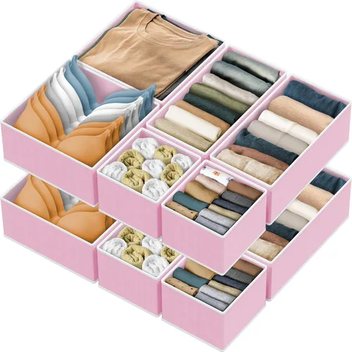 Vista 10 de Simple Houseware Organizador de cajones de ropa interior para lencería, ropa interior, brasier, bragas, calcetín, mameluco, juego de 6, gris