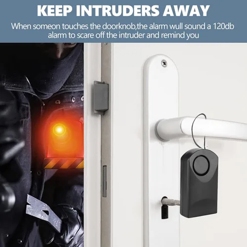 Vista 3 de Alarmas de puerta para tu hogar 120 dB sensor táctil antirrobo alarma de seguridad perilla de puerta