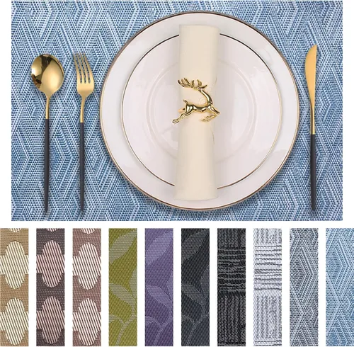 Vista 13 de Manteles individuales de vinilo resistentes al calor, lavables, fáciles de limpiar, manteles individuales de plástico para cocina, mesa de comedor