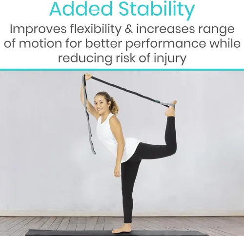 Vista 8 de Vive Correa elástica – Banda elástica de piernas para mejorar la flexibilidad – Correa de yoga elástica – Cinturón de ejercicio y terapia física