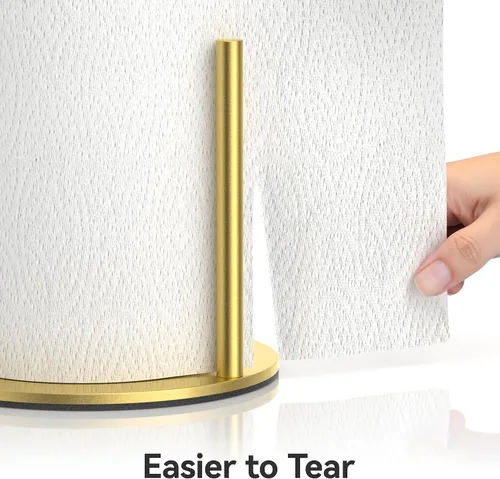 Vista 2 de Soporte para toallas de papel de encimera, acero inoxidable, dorado, para cocina, despensa, RV
