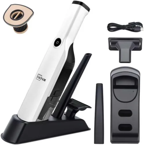 Vista 8 de Aspiradora de mano inalámbrica, succión de alta potencia de 15KPA, carga rápida USB, aspiradora de automóvil con base de almacenamiento, quitapolvo