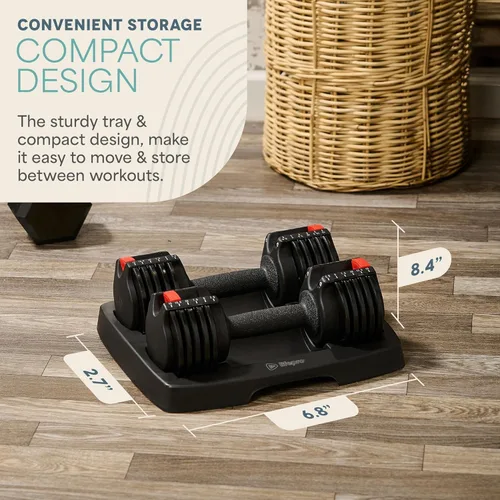 Vista 5 de Lifepro Adjustable Dumbbells Set – Quick Adjustment, Anti Slip Handle – Space Saving & Strength Training Weights for Home Gym Exercise & Fitness