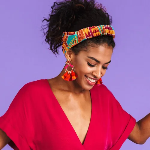 Vista 2 de Syhood 8 diademas africanas para mujer, banda ancha elástica con estampado bohemio, para yoga, deportes, entrenamiento, diadema elástica con nudo