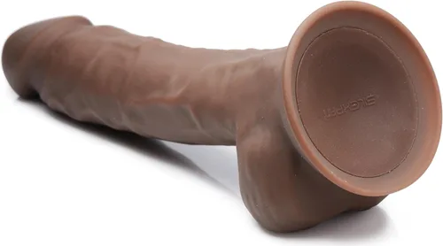 Vista 4 de Consolador vibrador de silicona hipoalergénica Silexpan de 9 pulgadas - Oscuro