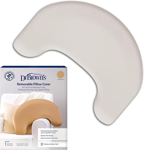 Vista 9 de Dr. Brown's Funda de almohada con soporte para regazo de lactancia y alimentación con biberón, tela cepillada suave, beige suave