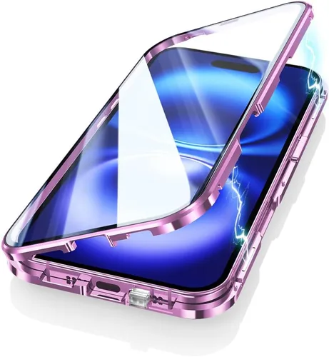Vista 14 de Funda Henghui magnética con cierre compatible con iPhone 11, de vidrio, con protector de lente de cámara y protector de pantalla, cierre de Azul